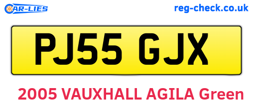 PJ55GJX are the vehicle registration plates.