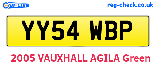 YY54WBP are the vehicle registration plates.