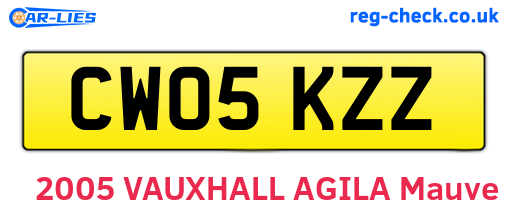 CW05KZZ are the vehicle registration plates.