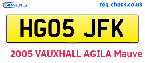 HG05JFK are the vehicle registration plates.