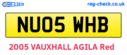 NU05WHB are the vehicle registration plates.