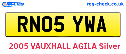 RN05YWA are the vehicle registration plates.