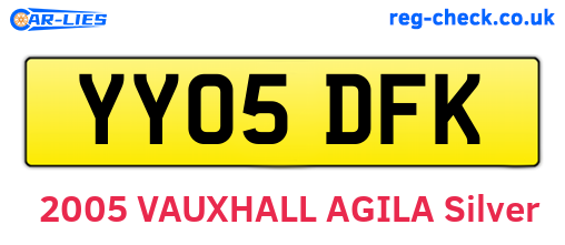 YY05DFK are the vehicle registration plates.