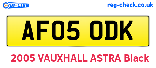 AF05ODK are the vehicle registration plates.
