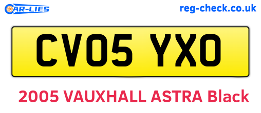 CV05YXO are the vehicle registration plates.