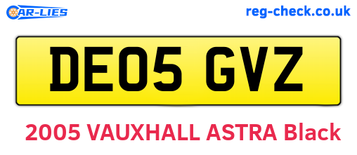 DE05GVZ are the vehicle registration plates.