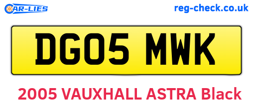 DG05MWK are the vehicle registration plates.