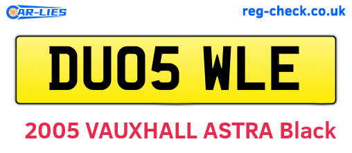 DU05WLE are the vehicle registration plates.