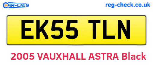 EK55TLN are the vehicle registration plates.