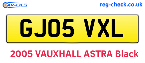 GJ05VXL are the vehicle registration plates.