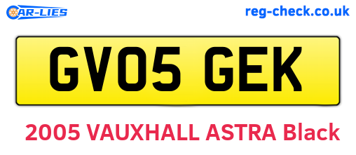 GV05GEK are the vehicle registration plates.