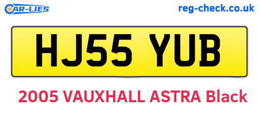 HJ55YUB are the vehicle registration plates.