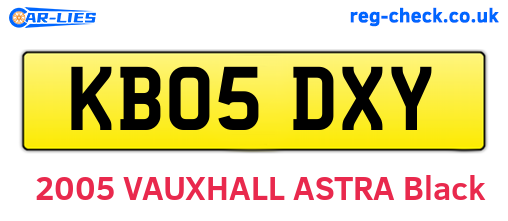 KB05DXY are the vehicle registration plates.