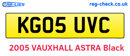 KG05UVC are the vehicle registration plates.