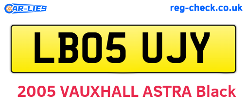 LB05UJY are the vehicle registration plates.