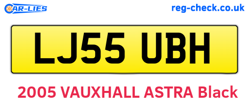 LJ55UBH are the vehicle registration plates.