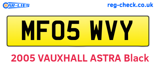 MF05WVY are the vehicle registration plates.