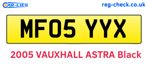 MF05YYX are the vehicle registration plates.