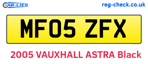 MF05ZFX are the vehicle registration plates.