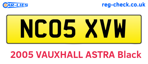 NC05XVW are the vehicle registration plates.