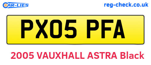 PX05PFA are the vehicle registration plates.