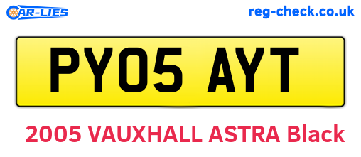 PY05AYT are the vehicle registration plates.