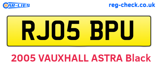 RJ05BPU are the vehicle registration plates.