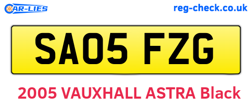 SA05FZG are the vehicle registration plates.