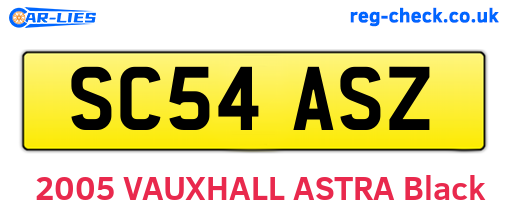 SC54ASZ are the vehicle registration plates.