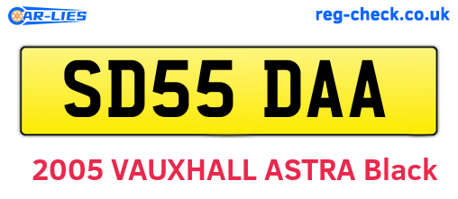 SD55DAA are the vehicle registration plates.