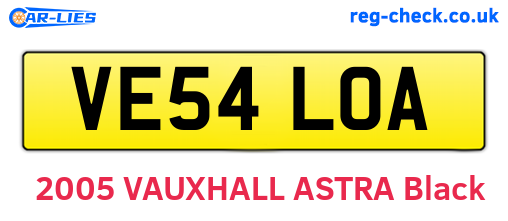 VE54LOA are the vehicle registration plates.