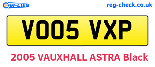 VO05VXP are the vehicle registration plates.