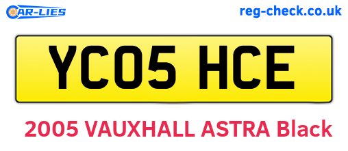 YC05HCE are the vehicle registration plates.