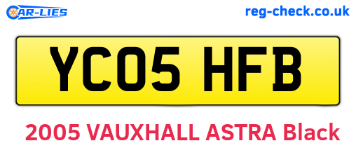 YC05HFB are the vehicle registration plates.