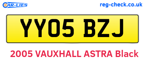 YY05BZJ are the vehicle registration plates.