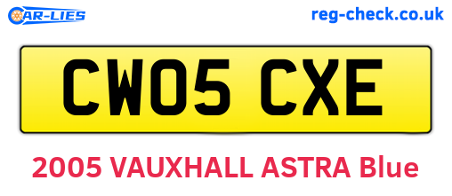 CW05CXE are the vehicle registration plates.