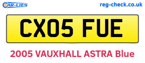 CX05FUE are the vehicle registration plates.