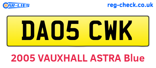 DA05CWK are the vehicle registration plates.