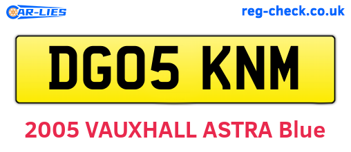 DG05KNM are the vehicle registration plates.