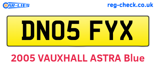 DN05FYX are the vehicle registration plates.