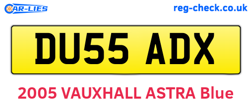 DU55ADX are the vehicle registration plates.