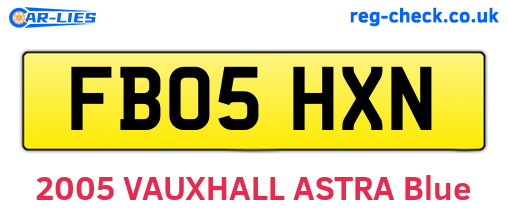 FB05HXN are the vehicle registration plates.
