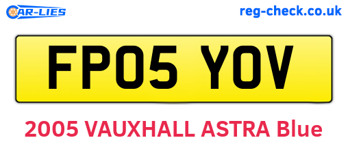 FP05YOV are the vehicle registration plates.