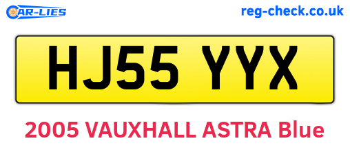 HJ55YYX are the vehicle registration plates.