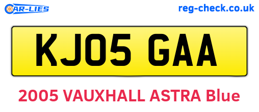 KJ05GAA are the vehicle registration plates.