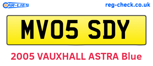 MV05SDY are the vehicle registration plates.