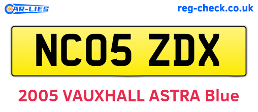 NC05ZDX are the vehicle registration plates.