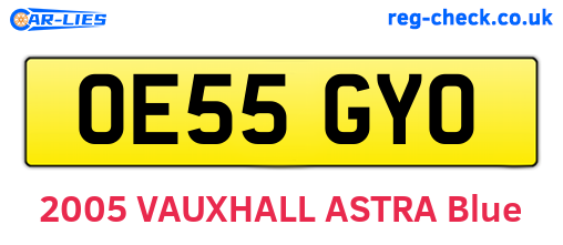 OE55GYO are the vehicle registration plates.