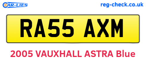 RA55AXM are the vehicle registration plates.