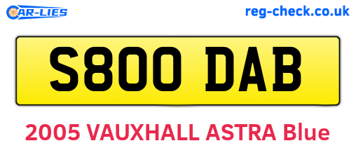 S800DAB are the vehicle registration plates.